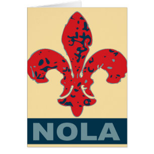 Cartão Azul branco vermelho NOLa Fleur De Lis