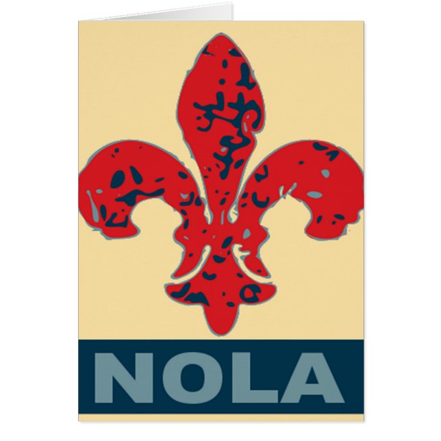 Cartão Azul branco vermelho NOLa Fleur De Lis (Frente)