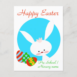 Cartão azul coelho felz pascoa