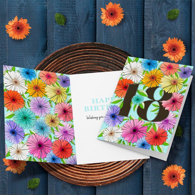 Cartão Azul Colorido Personalizado 18º Aniversário Floral (Criador carregado)