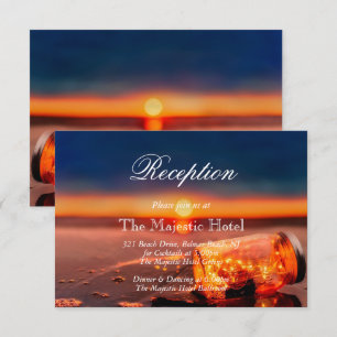 Cartão azul da recepção da noite do frasco de