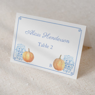 Cartão Azul De Casamento Branco De Abóbora Elegant