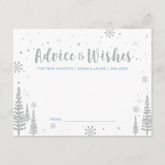 Cartão Azul de Chá de fraldas para mãe, pais (Frente)