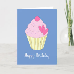Cartão Azul de Cupcake Cardíaco de Amor ilusima