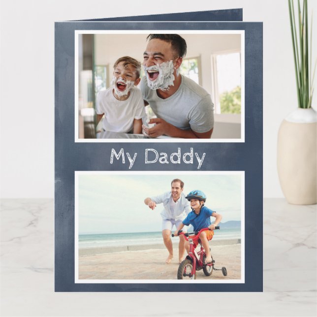 Cartão Azul De Dia de os pais De Fotografia De Adm (Frente)