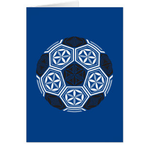 Cartão azul de geometria sagrada do futebol