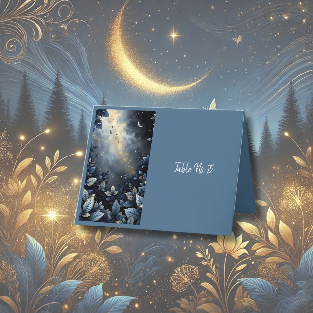 Cartão azul de mesa de casamento Elegante (Criador carregado)