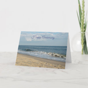 Cartão Azul de Praia do Feliz Aniversário