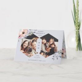 Cartão Azul Desbotado Floral Geométrico | Foto Dia das Mã