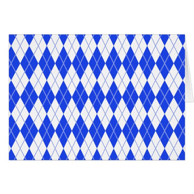 Cartão Azul do teste padrão 1 de Argyle (Frente Horizontal)