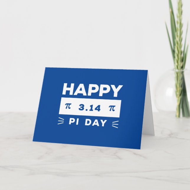 Cartão Azul E Branco 3.14 Feliz Dia Pi (Frente)