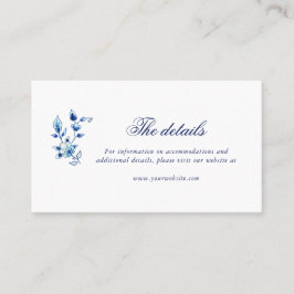 Cartão azul e branco para detalhes do casamento
