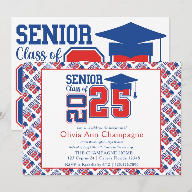 Cartão Azul e Vermelho Classe 2025 (Frente/Verso)