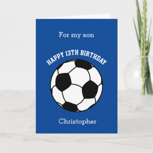 Cartão Azul Futebol Feliz Aniversário de 13 anos Filho