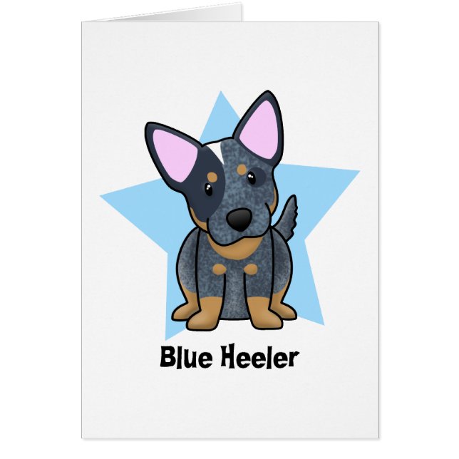 Cartão Azul Heeler da estrela de Kawaii (Frente)