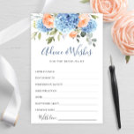 Cartão Azul Hydrangea Blush Rosas Conselhos e Dese<br><div class="desc">Personalize com a noiva para ser o nome e a data do chá. Para mais personalização, clique em "Personalizar este modelo" e, em seguida, em "Editar usando a Ferramenta Design". Na moda fácil de usar modelos de casamento, mais itens disponíveis na loja (convites, rsvp, cartas de agradecimento, papelaria e decoração)....</div>