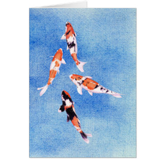 Cartão Azul Koi Flutuante