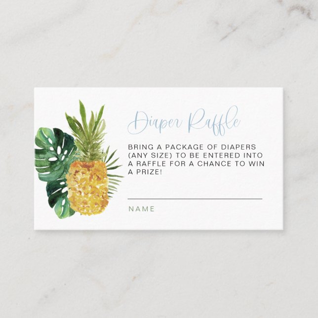 Cartão Azul Luau Tropical Raffle Fralda LALANI (Frente)