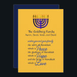 Cartão Azul Menorah Hanukkah<br><div class="desc">Itens temáticos de feriado projetados por Umua. Impresso e enviado pela Zazzle ou suas afiliadas.</div>