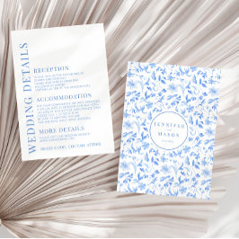 Cartão azul pintado para casamentos florais