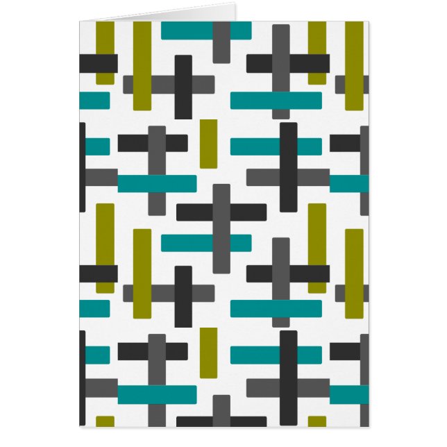 Cartão Azul retro, verde, abstrato do cinza (Frente)