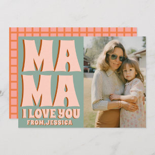 Cartão Azul-rosa-foto do Dia de as mães retrô