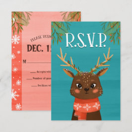 Cartão Azul RSVP Vermelho de Natal