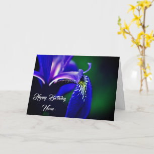 Cartão Azul Sinalizador Iris Flor Personalizado Aniversár