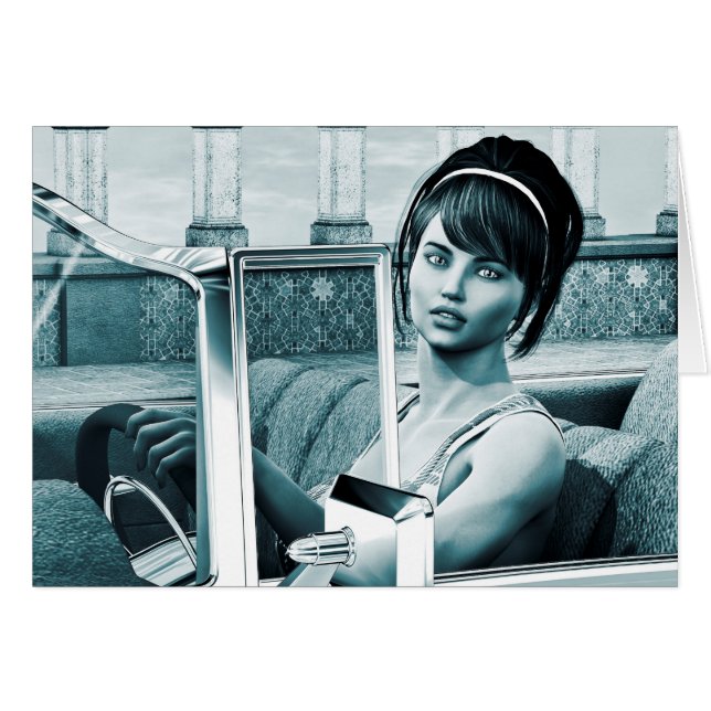 Cartão Azul Vintage (Frente Horizontal)