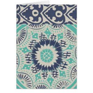 Cartão Azulejo de Batik Azul III