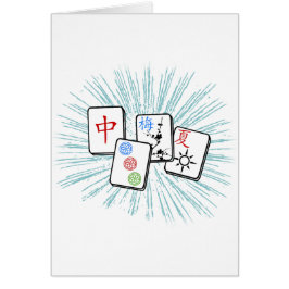 Cartão Azulejos Mahjong Azul