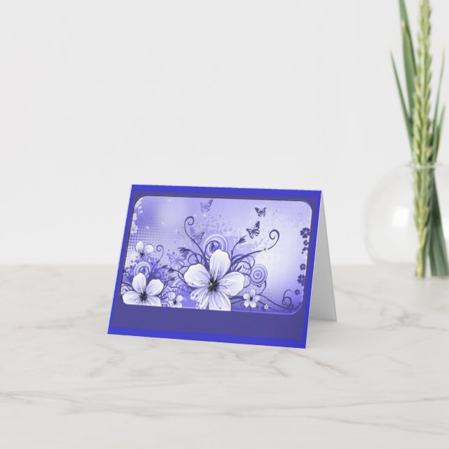 Cartão Azure Blue Floral Note Card (Frente)