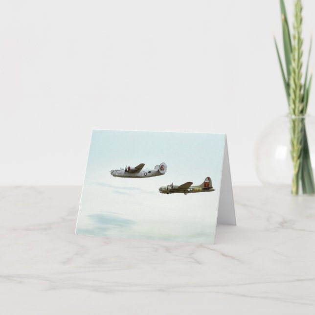 Cartão B24 e B17 com aviso de voo (Frente)