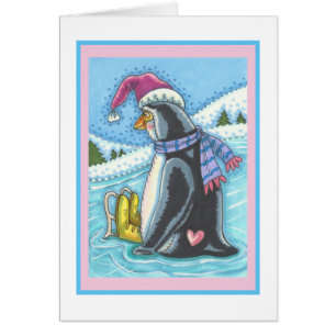 CARTÃO B DE VERSÃO DE PENGUIN PENGUIN, CORAÇÃO DE