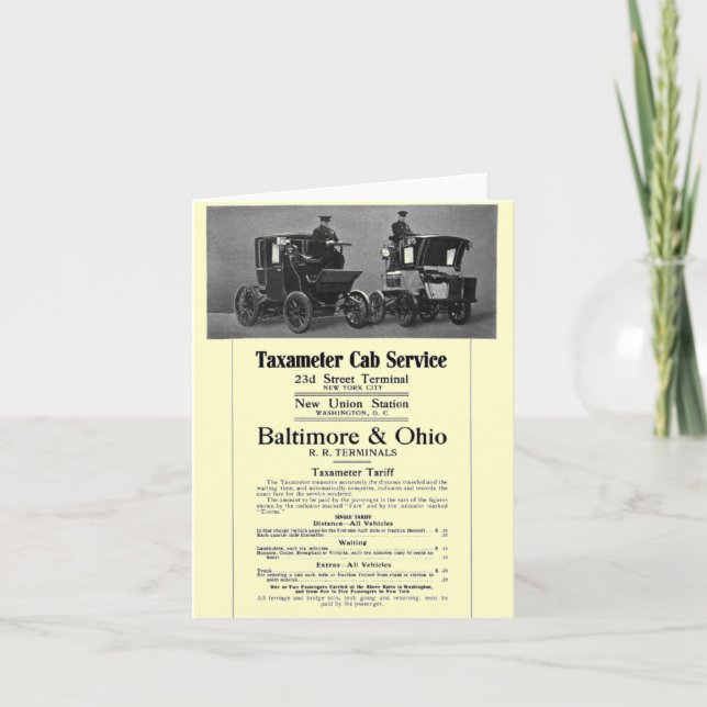 Cartão B+O Railroad Taxameter Cab Service 1908 (Frente)