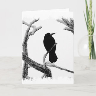 Cartão B&W Winter Raven Edgar Allan Poe