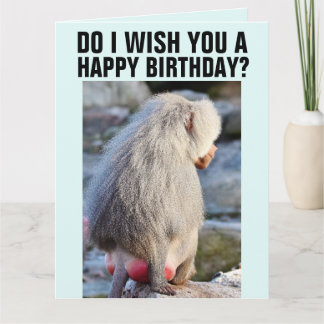 CARTÃO BABOON MONKEY BUTT FUNNY BIRTHDAY GREETING CARD