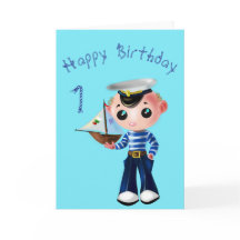 Baby Birday Card Little Sailboy - Seu Texto