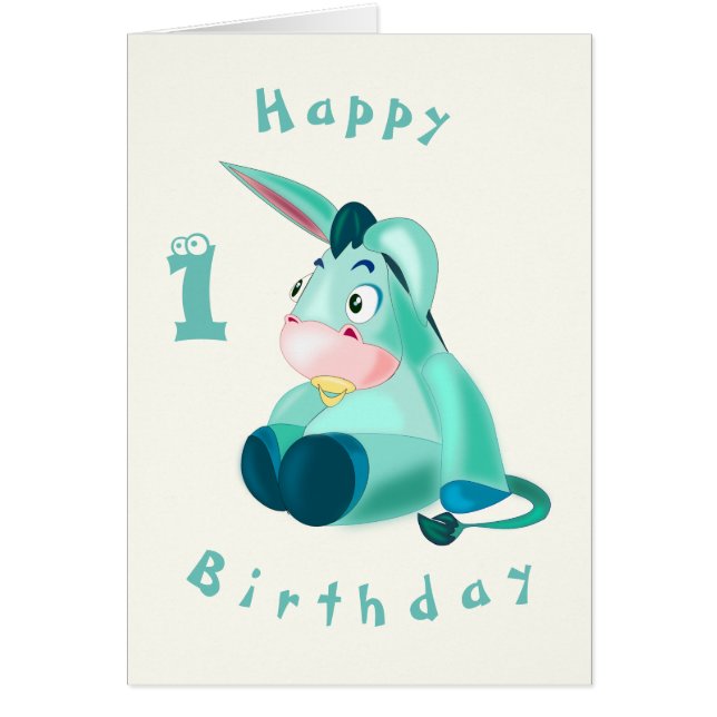 Cartão Baby Birthday Card Baby Donkey - Personalizado (Frente)