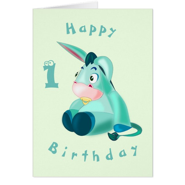 Cartão Baby Birthday Card Little Donkey - Personalizado (Frente)
