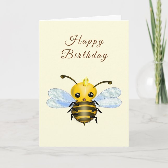 Cartão Baby Birthday Card Queen Bee - Seu Nome de Texto (Frente)