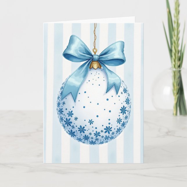 Cartão Baby Blue Christmas Ornament Card (Frente)