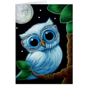 Cartão BABY BLUE OWL com placa EYEGLASSET
