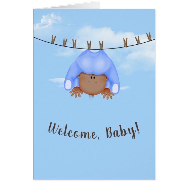 Cartão Baby Boy On Clothesline (Frente)