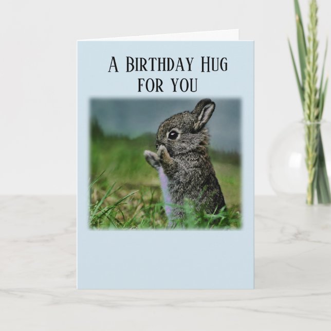 Cartão Baby Bunny Birthday Hug (Frente)