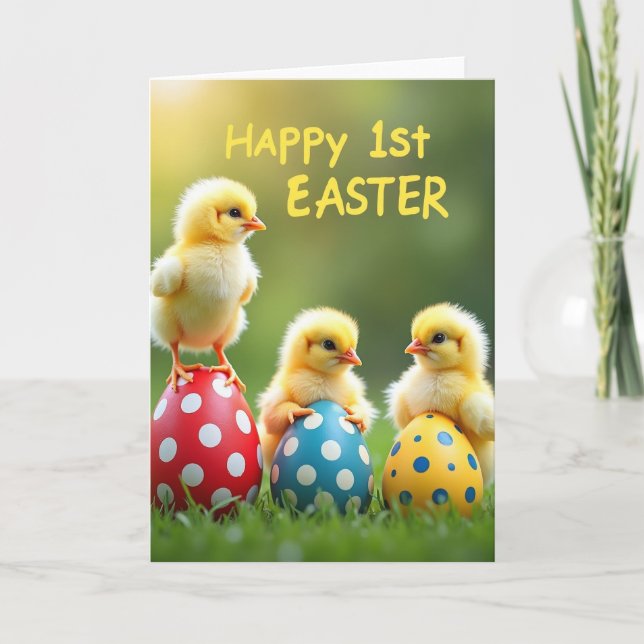 Cartão Baby Chicks Easter Greetings Card (Frente)