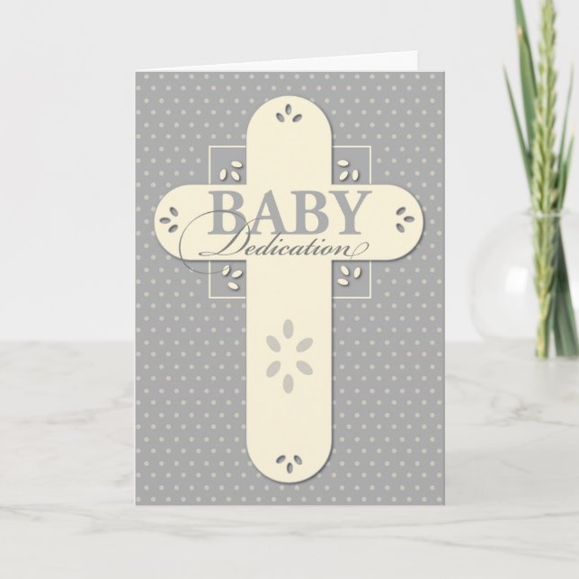 Cartão Baby Dedication Cream & Gray Cross (Frente)