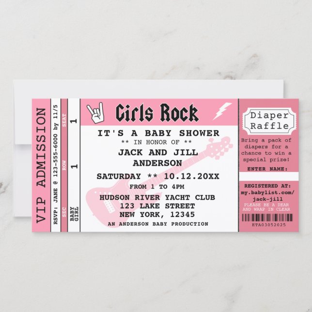 CARTÃO BABY GIRL CHÁ CONCERT TICKET (Frente)