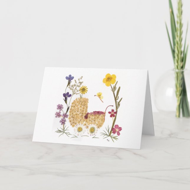 Cartão Baby Girl Pressed Flowers Design (Frente)