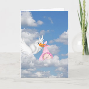 Cartão Baby Girl Stork Delivery Card